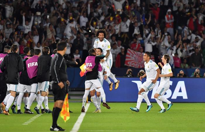 Celebración del gol del Real Madrid. Foto: AFP