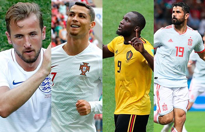 Harry Kane, Cristiano Ronaldo, Romelu Lukaku y Diego Costa. Foto: EFE