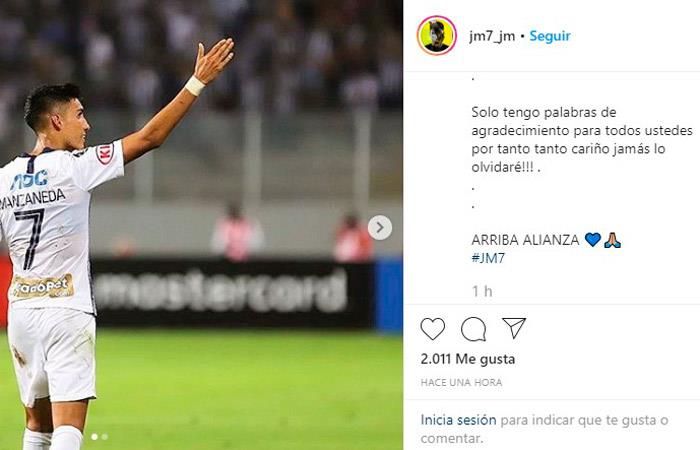 José Manzaneda y su mensaje de adiós a Alianza Lima. Foto: Instagram