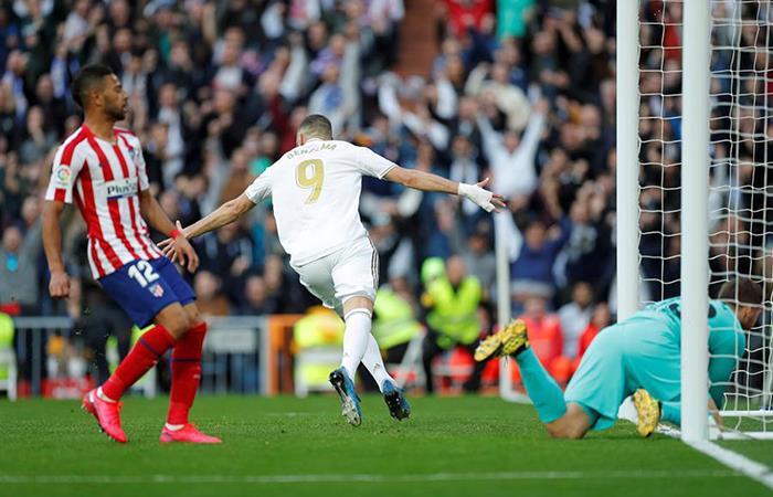 Karim Benzema marcó el gol del triunfo frente al Atlético de Madrid. Foto: EFE