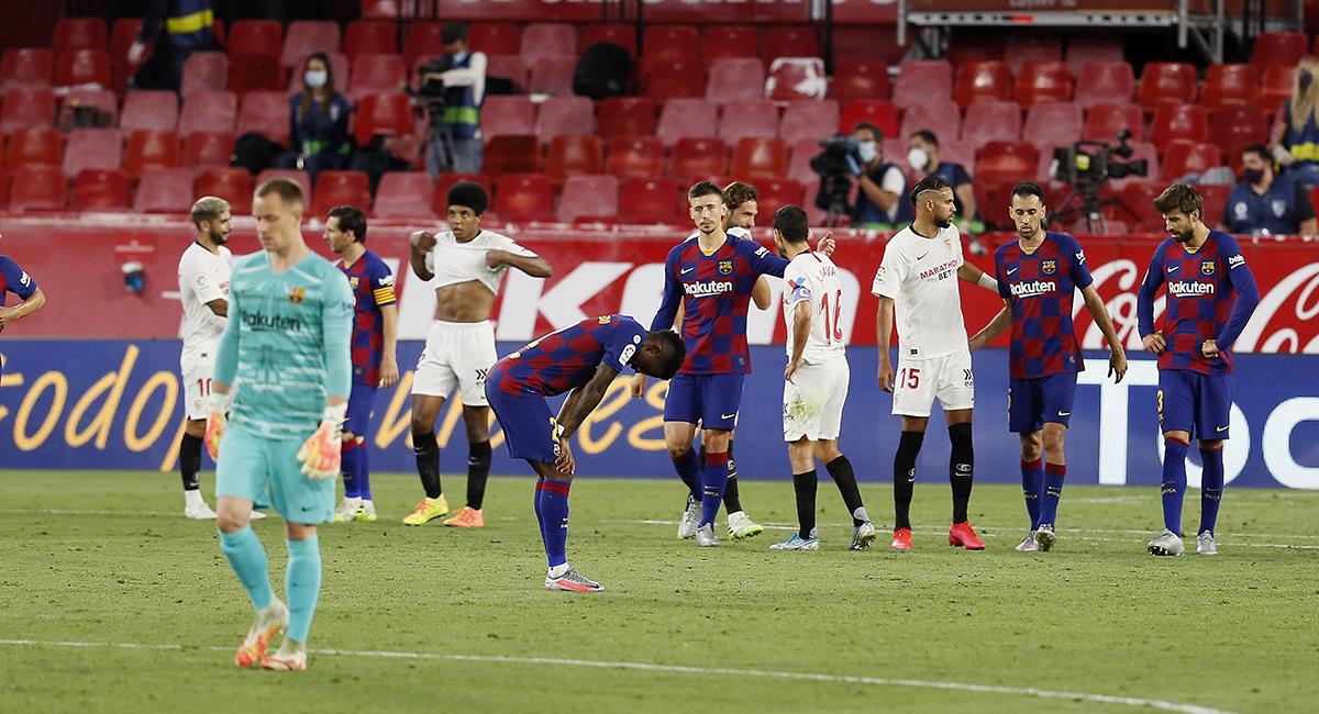 Barcelona cabizbajo tras empate a cero con Sevilla. Foto: EFE