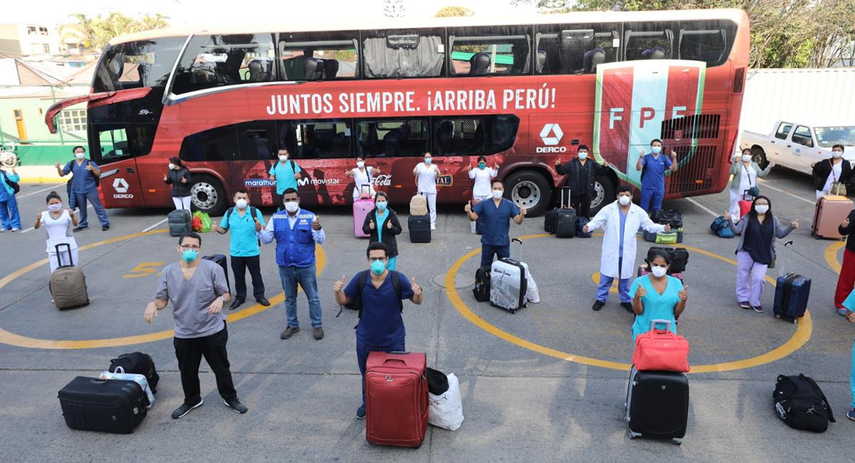 Bus de la Selección Peruana se empleó para traslado a médicos. Foto: FPF