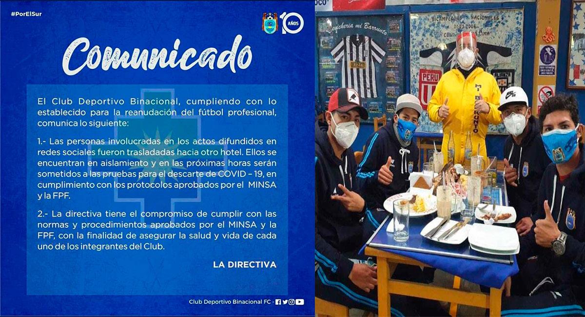 Inaceptable comportamiento de jugadores del campeón peruano. Foto: Facebook DeportivoBinacionalFC