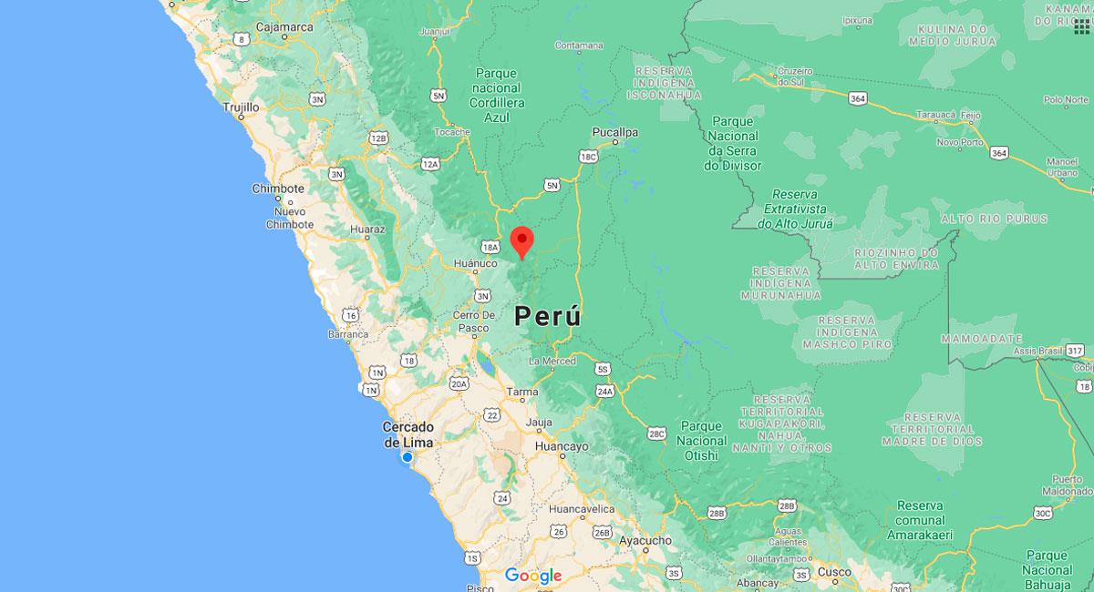 Leve temblor sacudió Puerto Inca este lunes 31 de agosto. Foto: Google Maps.