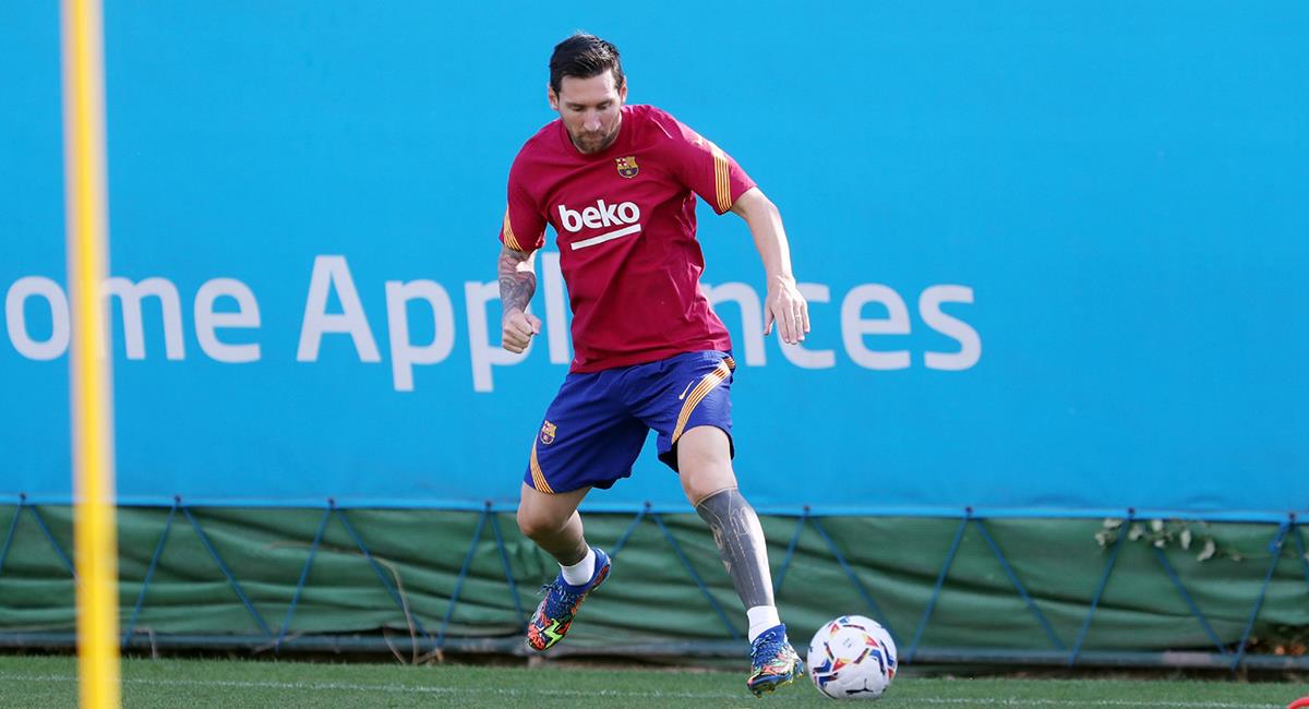 Messi entrenó en solitario. Foto: Twitter FC Barcelona