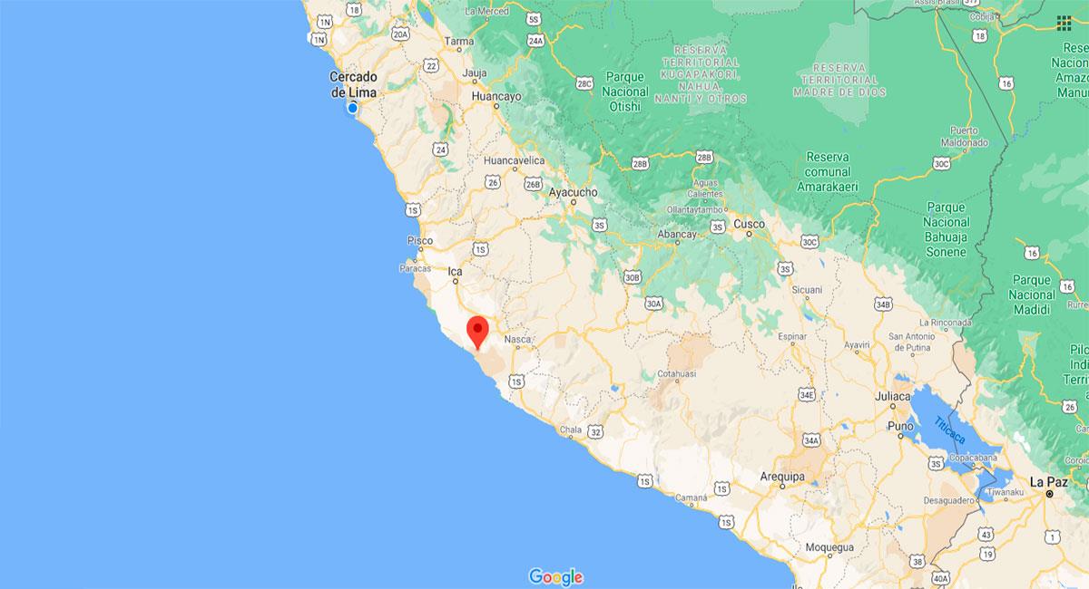 Leve temblor sacudió Palpa, en Ica, este domingo 13 de septiembre. Foto: Google Maps