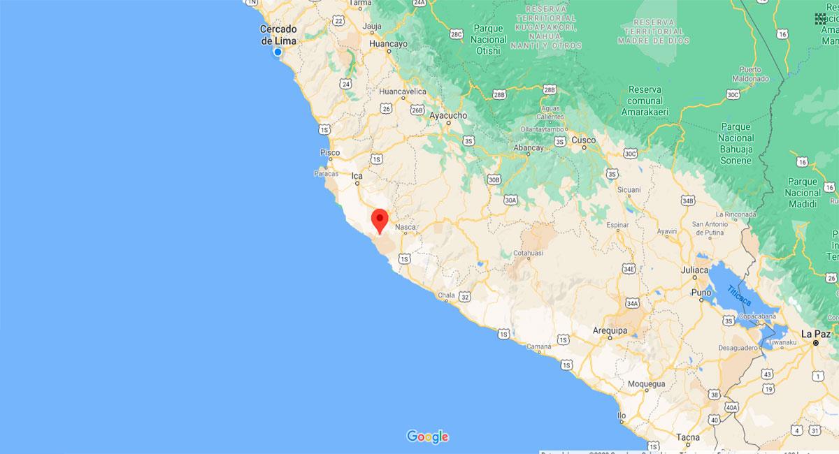 Leve temblor sacudió Palpa, en Ica, este miércoles 16 de septiembre. Foto: Google Maps