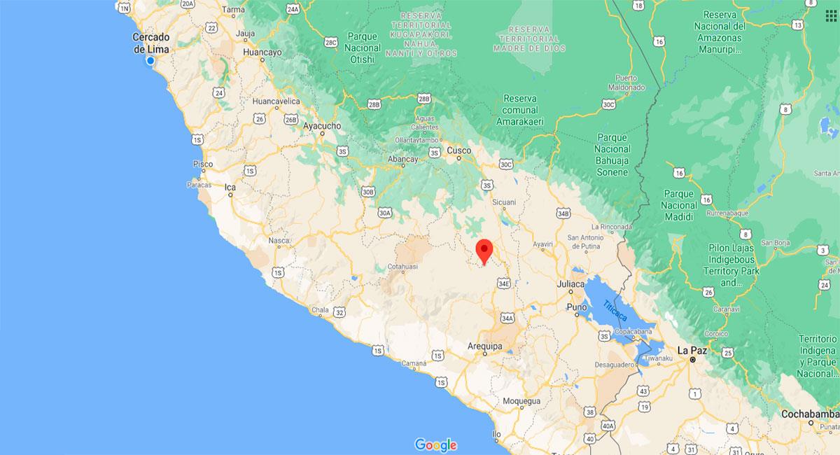 Temblor sacudió Espinar, en Cusco, este domingo 20 de septiembre. Foto: Google Maps