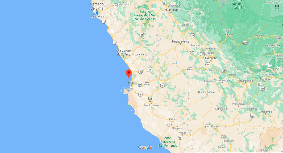 Temblor sacudió Tambo de Mora este martes 29 de septiembre. Foto: Google Maps