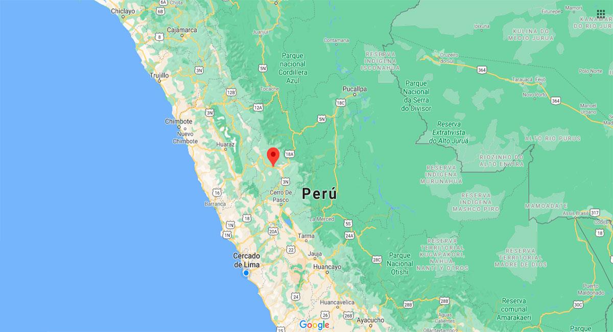 Leve temblor sacudió Huánuco este martes 06 de octubre. Foto: Google Maps