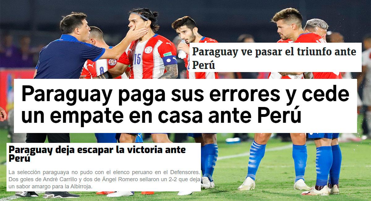 La prensa paraguaya lamentó empate ante Perú. Foto: EFE / Interlatin