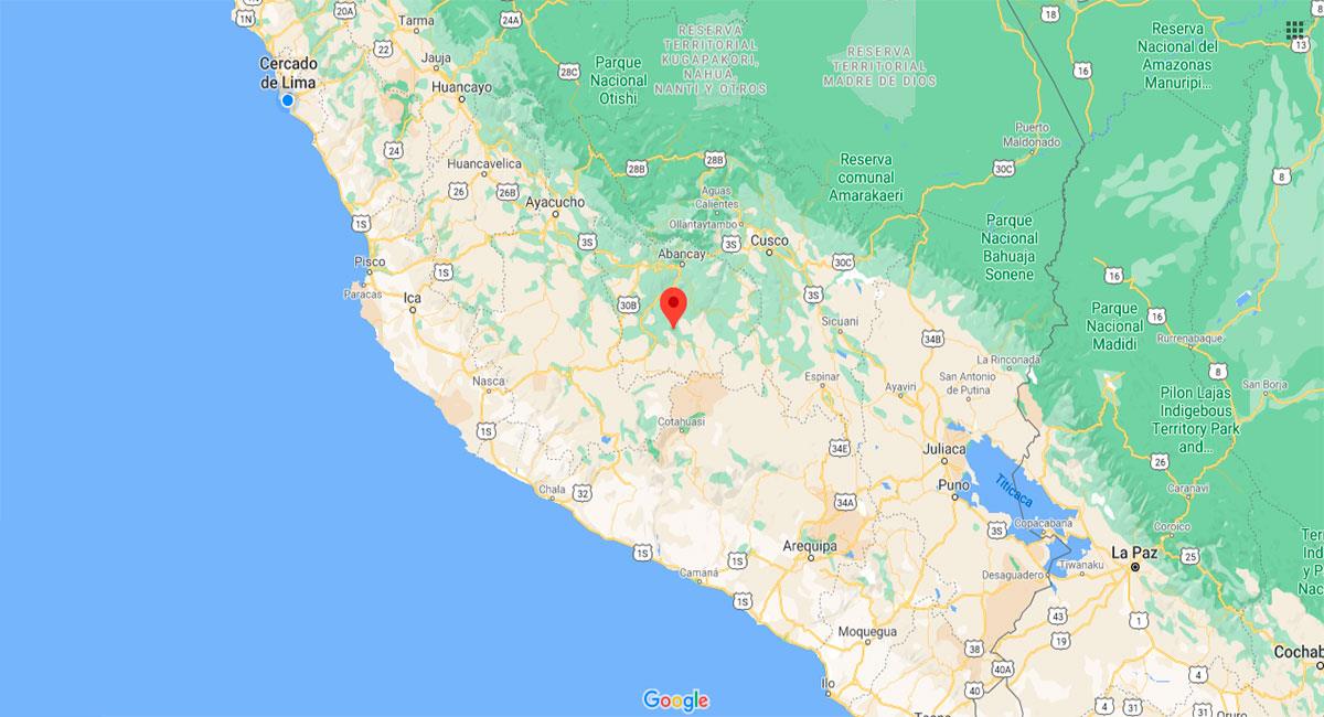 Temblor sacudió Antabamba, en Apurímac, este sábado 10 de octubre. Foto: Google Maps
