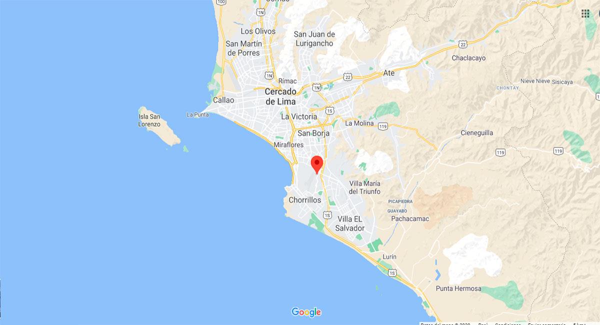 Temblor sacudió Lima este sábado 24 de octubre por la noche. Foto: Google Maps