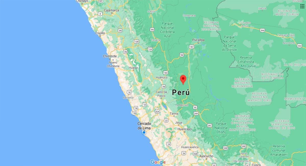 Fuerte temblor sacudió Pozuzo este viernes 30 de octubre. Foto: Google Maps