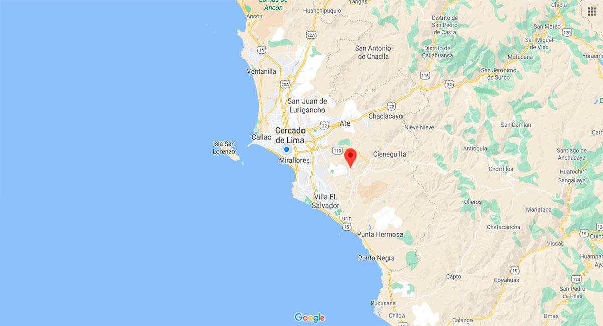 Temblor sacudió Lima este martes 03 de noviembre por la madrugada. Foto: Google Maps