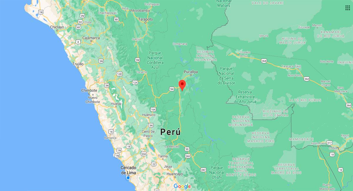 Temblor sacudió Puerto Inca (Huánuco) este jueves 12 de noviembre. Foto: Google Maps