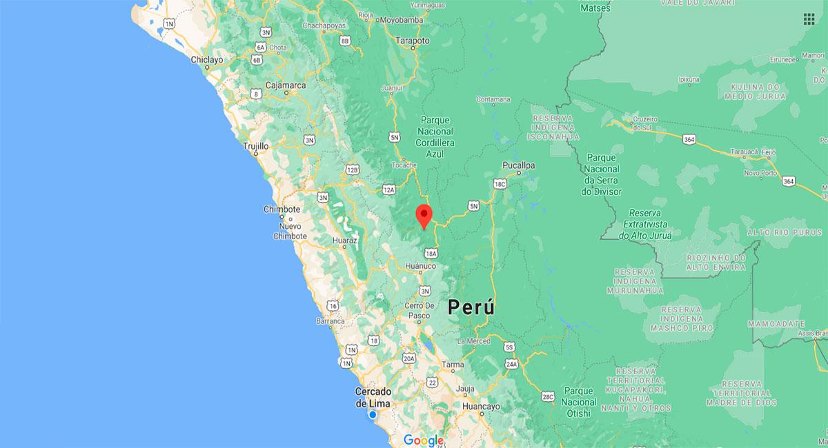 Temblor sacudió Huánuco este martes por la mañana. Foto: Google Maps