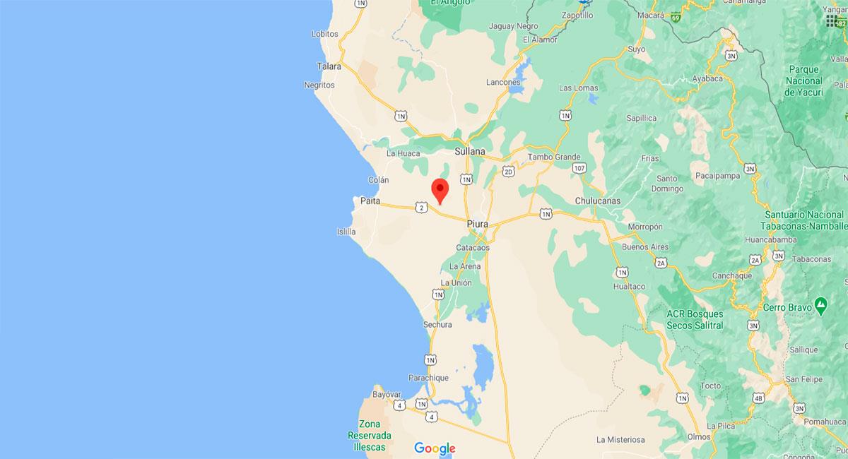 Temblor sacudió Piura este miércoles 30 de diciembre. Foto: Google Maps