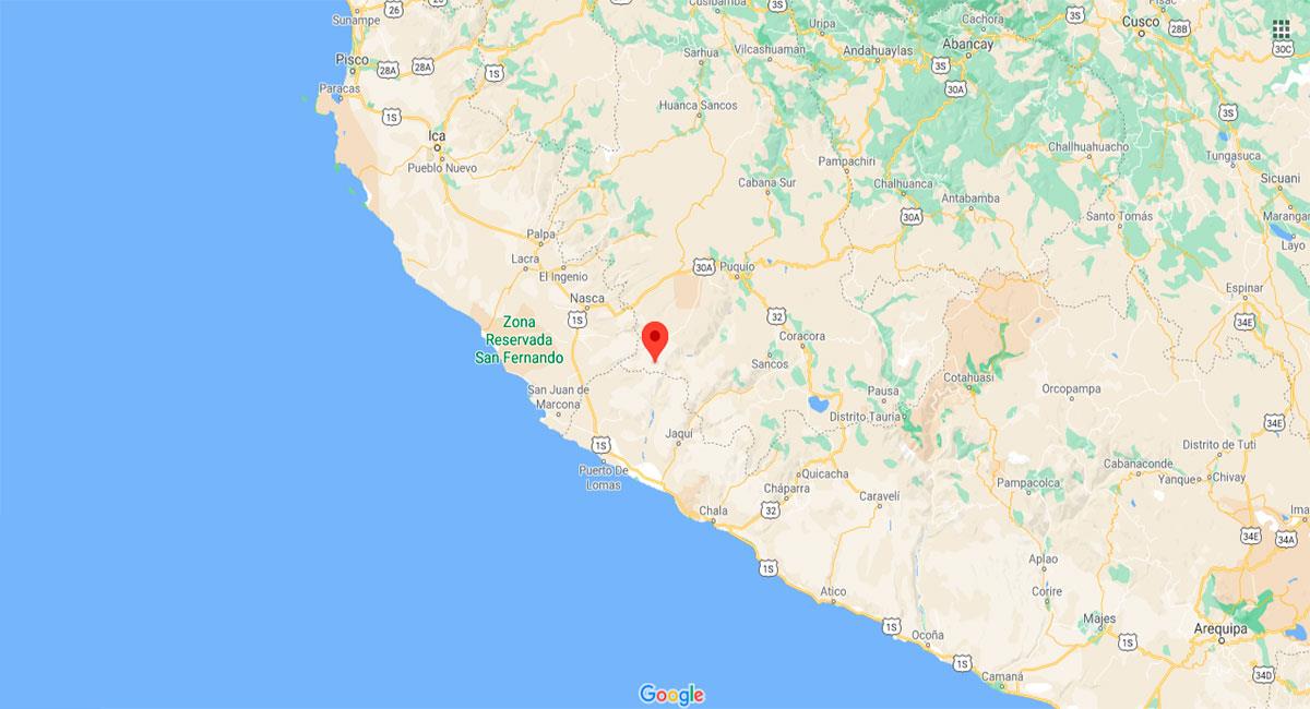 Temblor sacudió Acarí este jueves 31 de diciembre. Foto: Google Maps