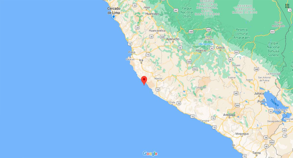 Fuerte sismo sacude Ica. Foto: Google Maps