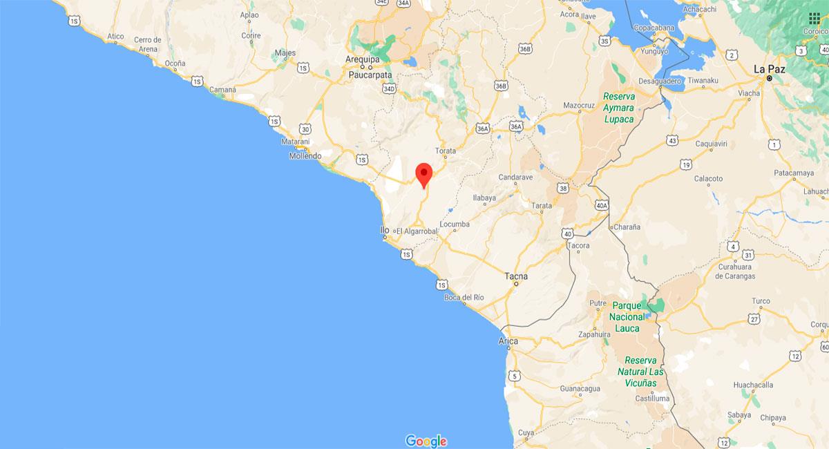 Temblor sacudió Moquegua este lunes por la mañana. Foto: Google Maps