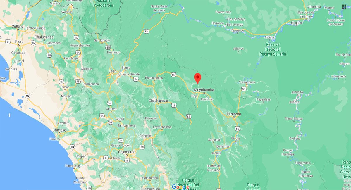 Temblor sacudió Rioja (San Martín) este lunes 01 de febrero. Foto: Google Maps