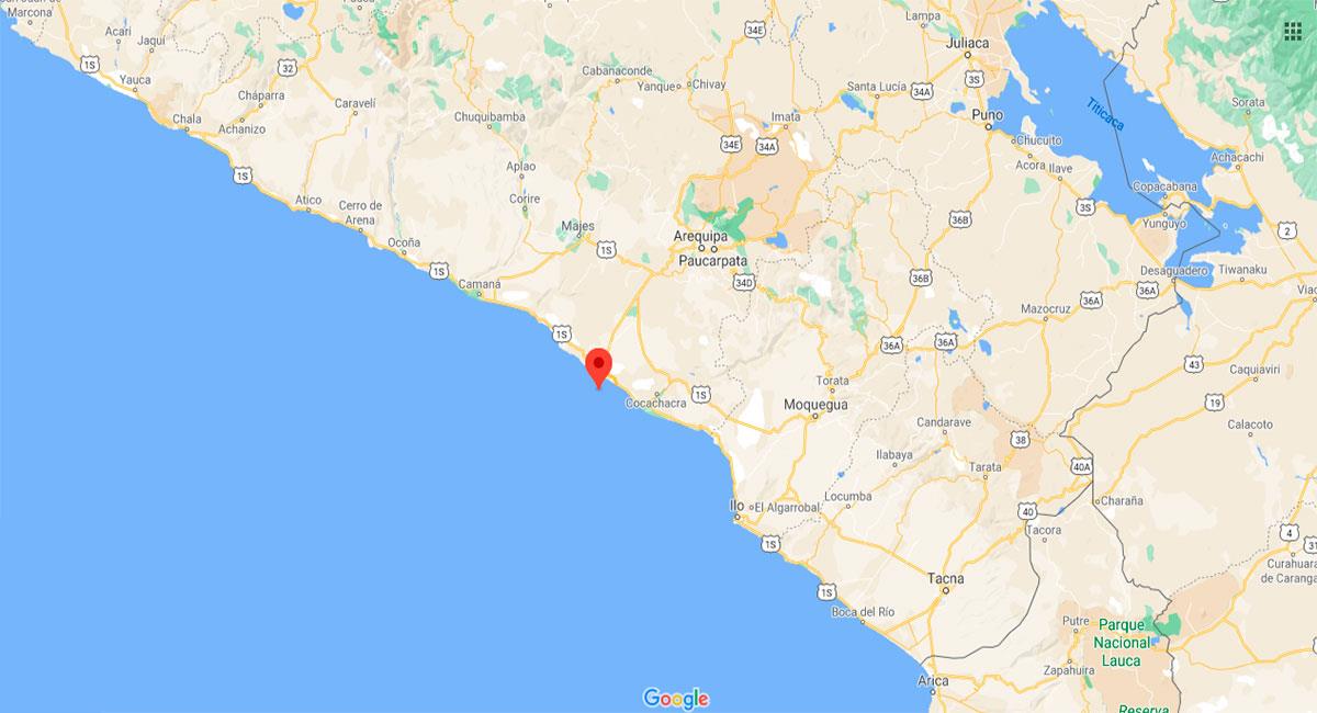Temblor sacudió Mollendo este martes por la madrugada. Foto: Google Maps