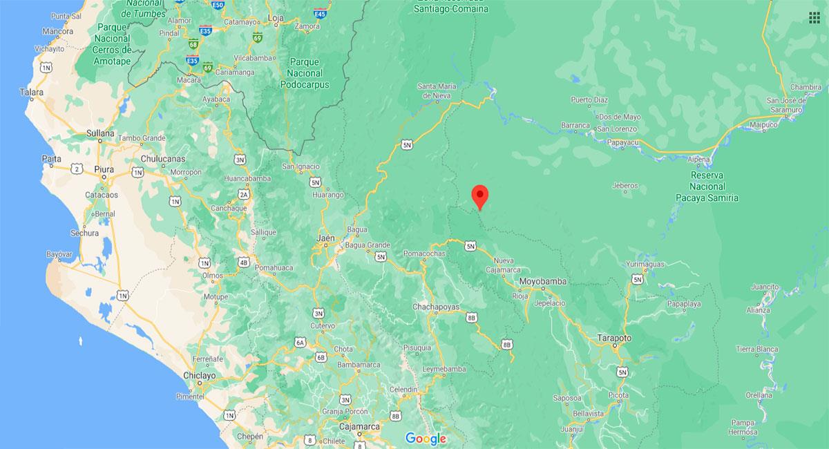 Temblor sacudió Jumbilla este lunes por la noche. Foto: Google Maps