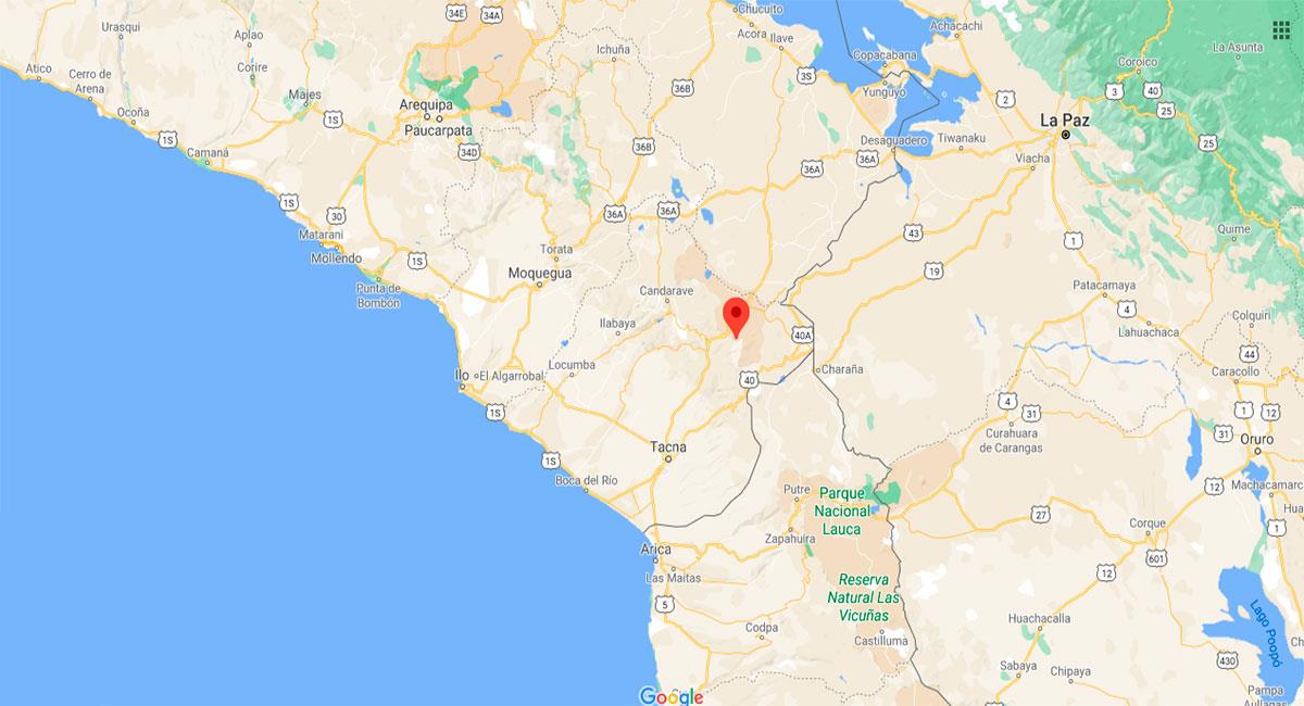 Temblor sacudió Tarata (Tacna) este lunes 15 de febrero. Foto: Google Maps