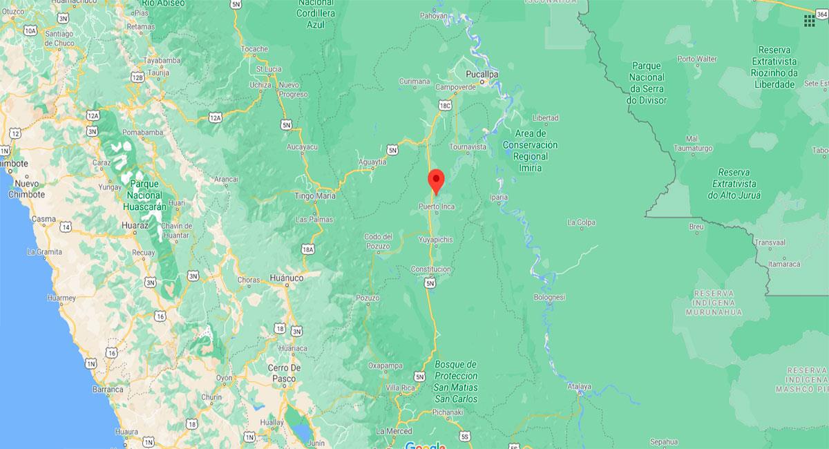 Temblor de 4.5 de magnitud sacudió Huánuco este domingo. Foto: Google Maps