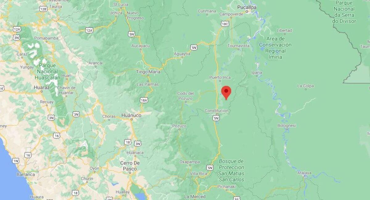 Sismo de 4.4 en Huánuco. Foto: Captura Google Maps