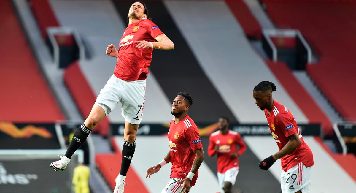 Edinson Cavani marcó el 1-0 para Manchester United. Foto: EFE