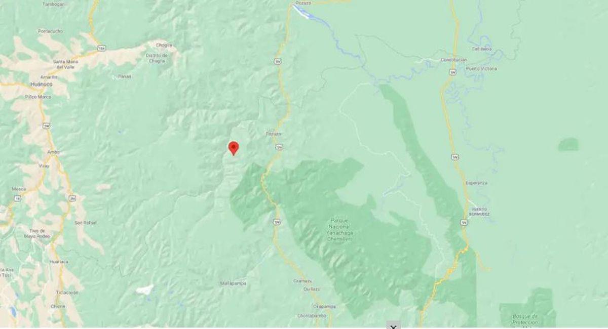Un sismo se produjo en Oxapampa, Pasco. Foto: Google Maps