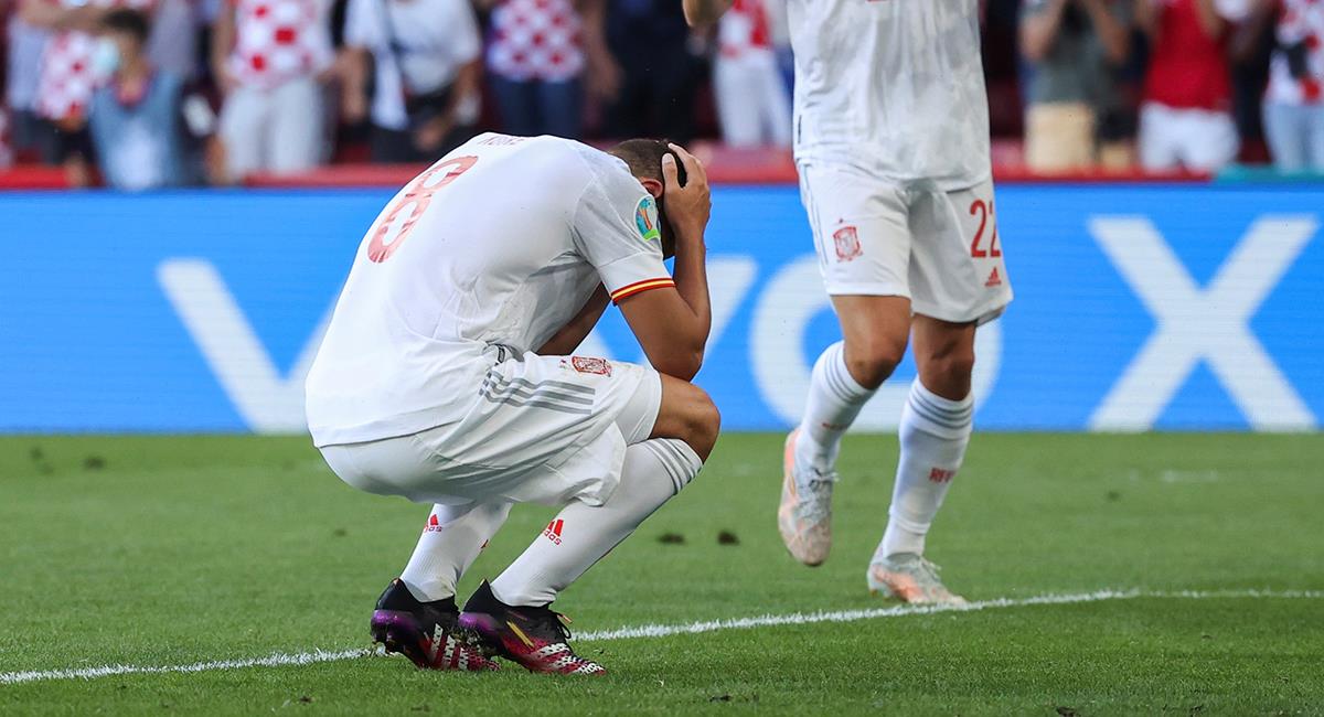 Error de España para el primer gol de Croacia. Foto: EFE