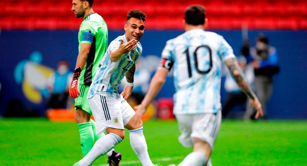 Lautaro Martínez apareció a los 7 minutos para el 1-0 de Argentina. Foto: Twitter @CopaAmerica