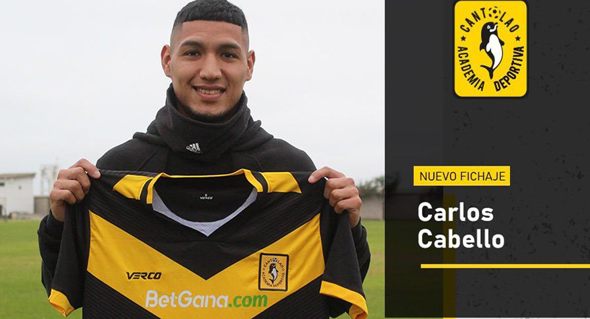 Carlos Cabello fue presentado como nuevo jugador de Cantolao. Foto: Twitter @ADCantolao