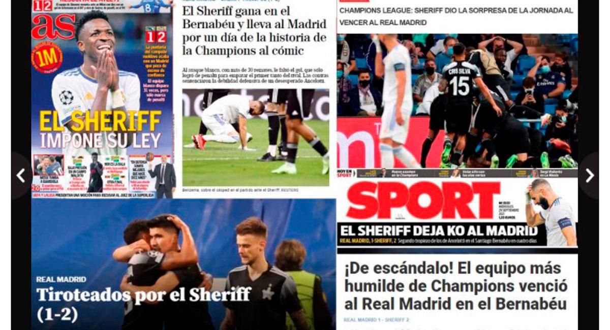Prensa internacional sobre derrota de R. Madrid ante Sheriff. Foto: Captura
