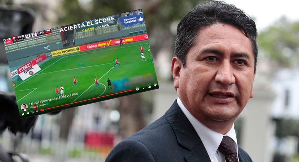 Cerrón transmitió el Perú vs Chile pese a estar prohibido. Foto: Composición Infobae