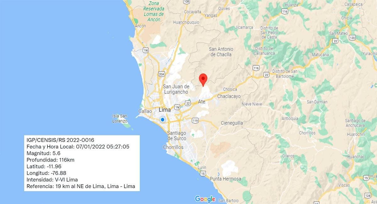 Temblor en Lima. Foto: Google Maps