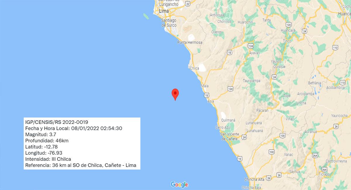 Temblor de 3.7 de magnitud sacude Lima, con epicentro en Chilca (Cañete). Foto: Google Maps