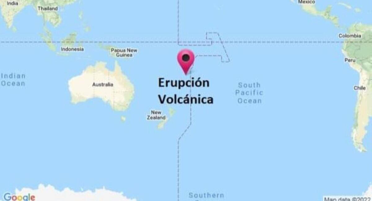 Erupción de volcán en Tonga. Foto: Andina
