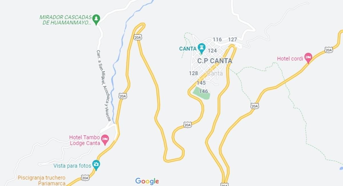 Temblor en Canta. Foto: Google Maps
