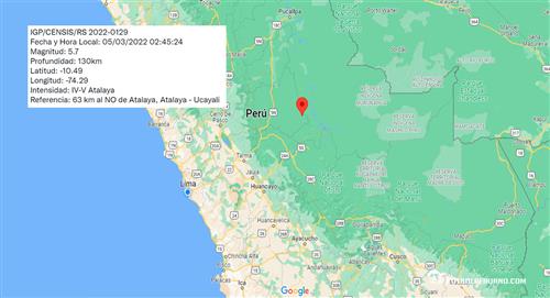 Temblor de 5.7 en Ucayali y se sintió en Lima
