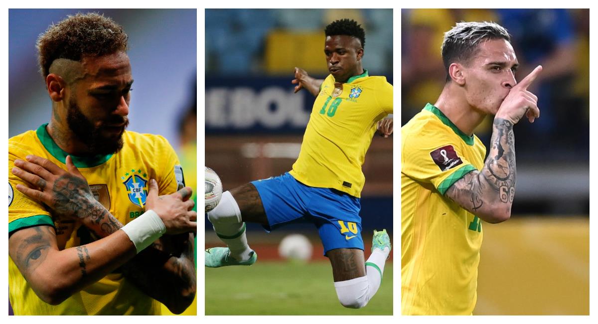 Neymar, Vinicius y Antony comandarán ataque de Brasil. Foto: EFE Composición