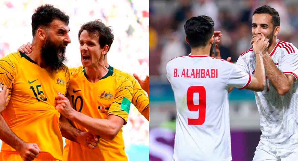 Australia se medirá ante Emiratos Árabes Unidos en Doha. Foto: Composición FútbolPeruano