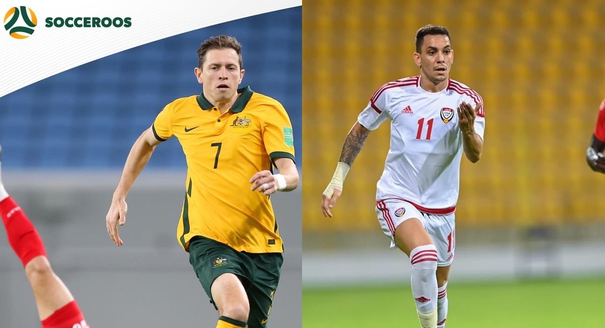 Australia vs Emiratos Árabes Unidos. Foto: @Socceroos / @UAEFNT