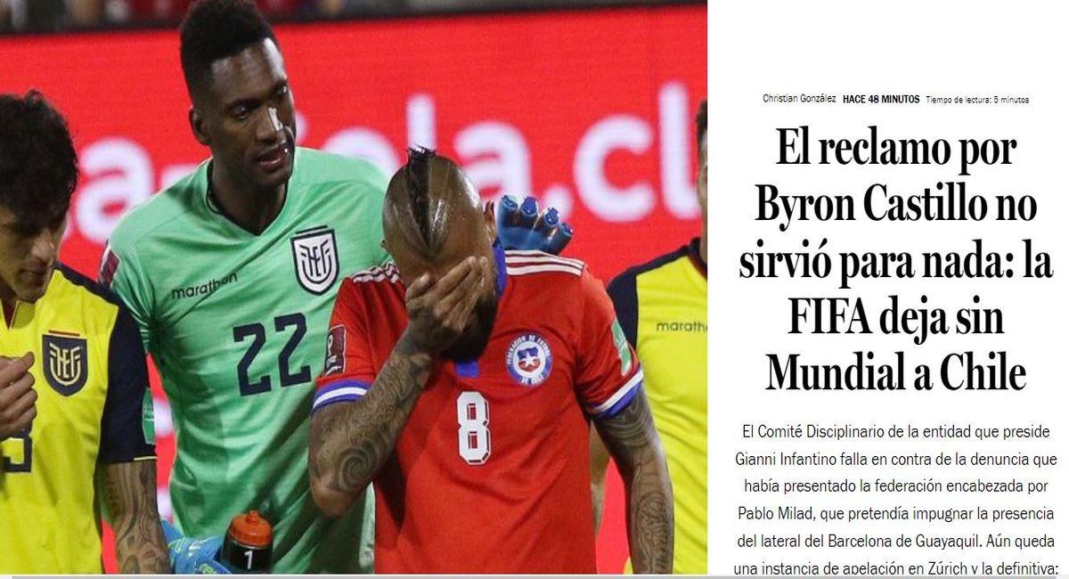 Reacciones de la prensa chilena ante fallo de la FIFA. Foto: Captura