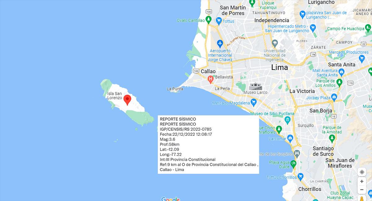 Temblor de 3.6 de magnitud sacude Lima, con epicentro en la Provincia Constitucional del Callao. Foto: Interlatin