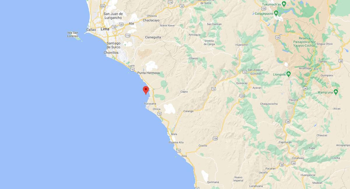 Chilca sintió un fuerte temblor este 28 de diciembre. Foto: Google Maps