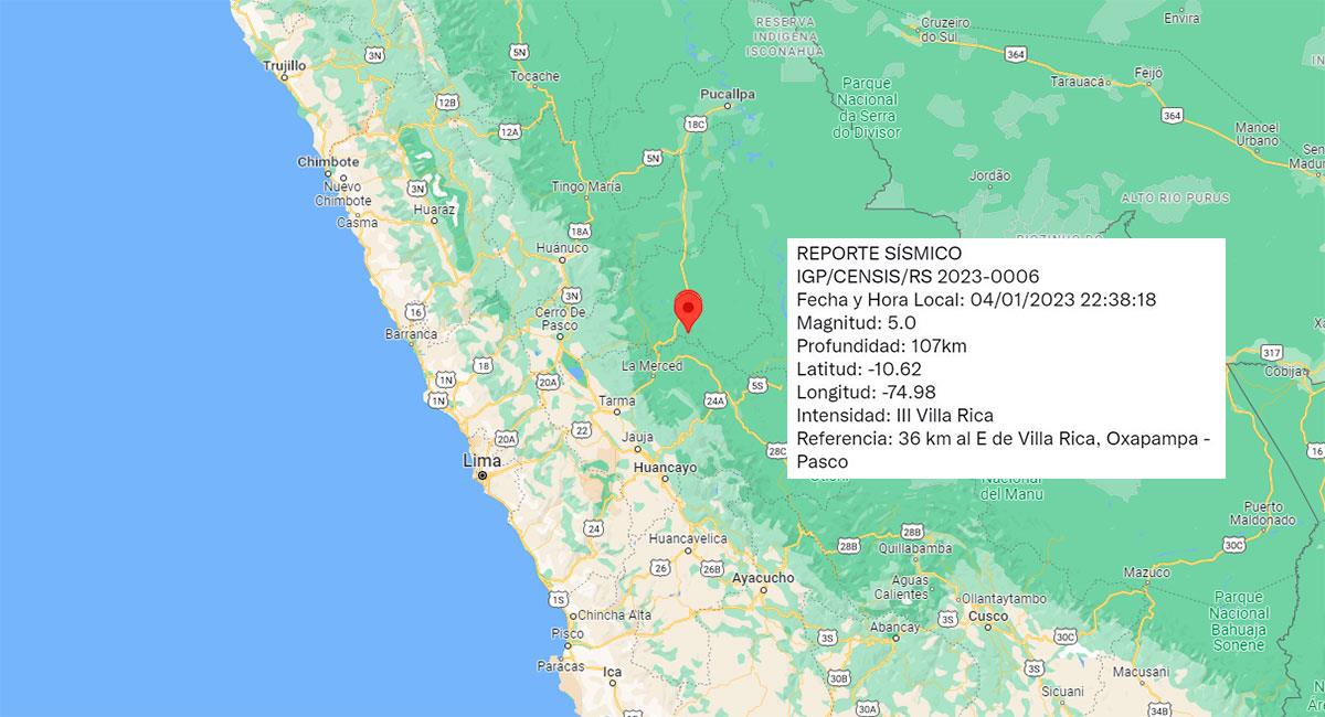 Temblor sacudió Villa Rica este miércoles por la noche. Foto: Google Maps